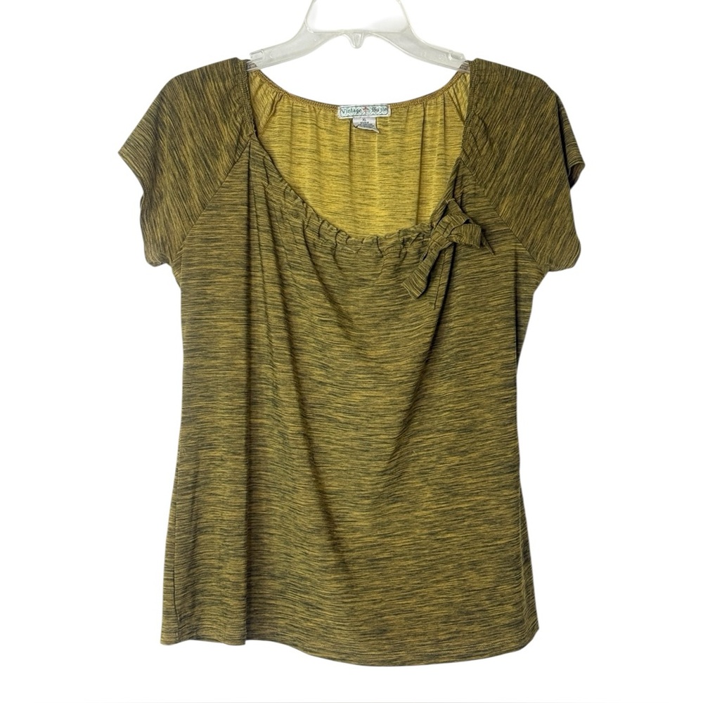 Vintage Suzie Mustard Yellow & Black Short Sleeve Scoop Neck Women’s XL